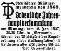 w0692 - MTV Neust&auml;dter Wochenblatt 16.01.1937